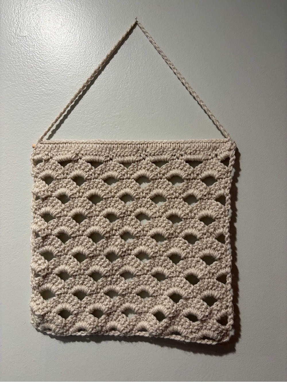 Handmade Crochet Sunglasses & Hair Clip Wall Organizer Neutral Boho Decor - Picture 2 of 3